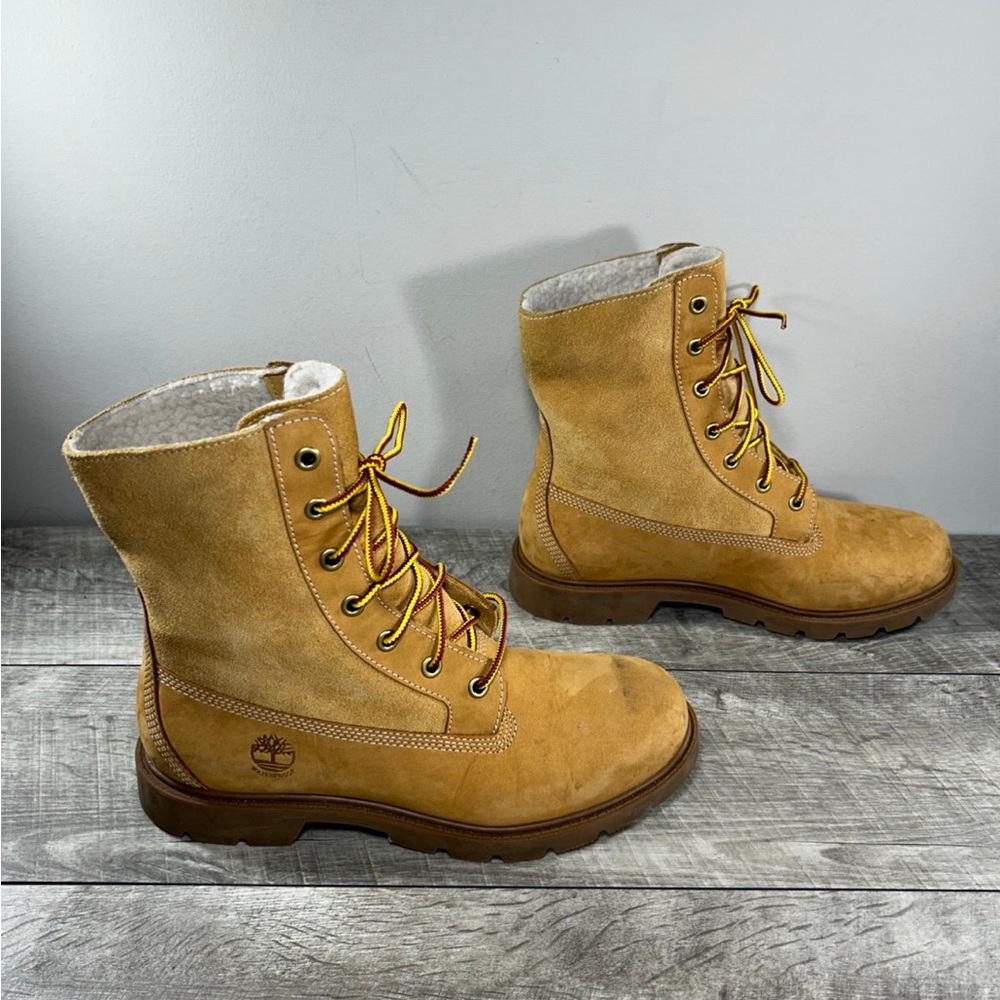 Timberland A1KGC Linden Woods Wheat Leather Womens Waterproof Fold-Down Boots 8